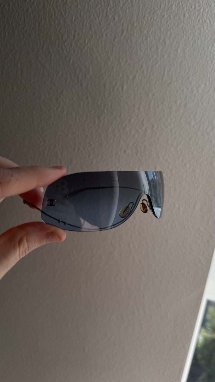 Vintage Chanel Shield Sunglasses with Real Pearl & CC Logo - Rare